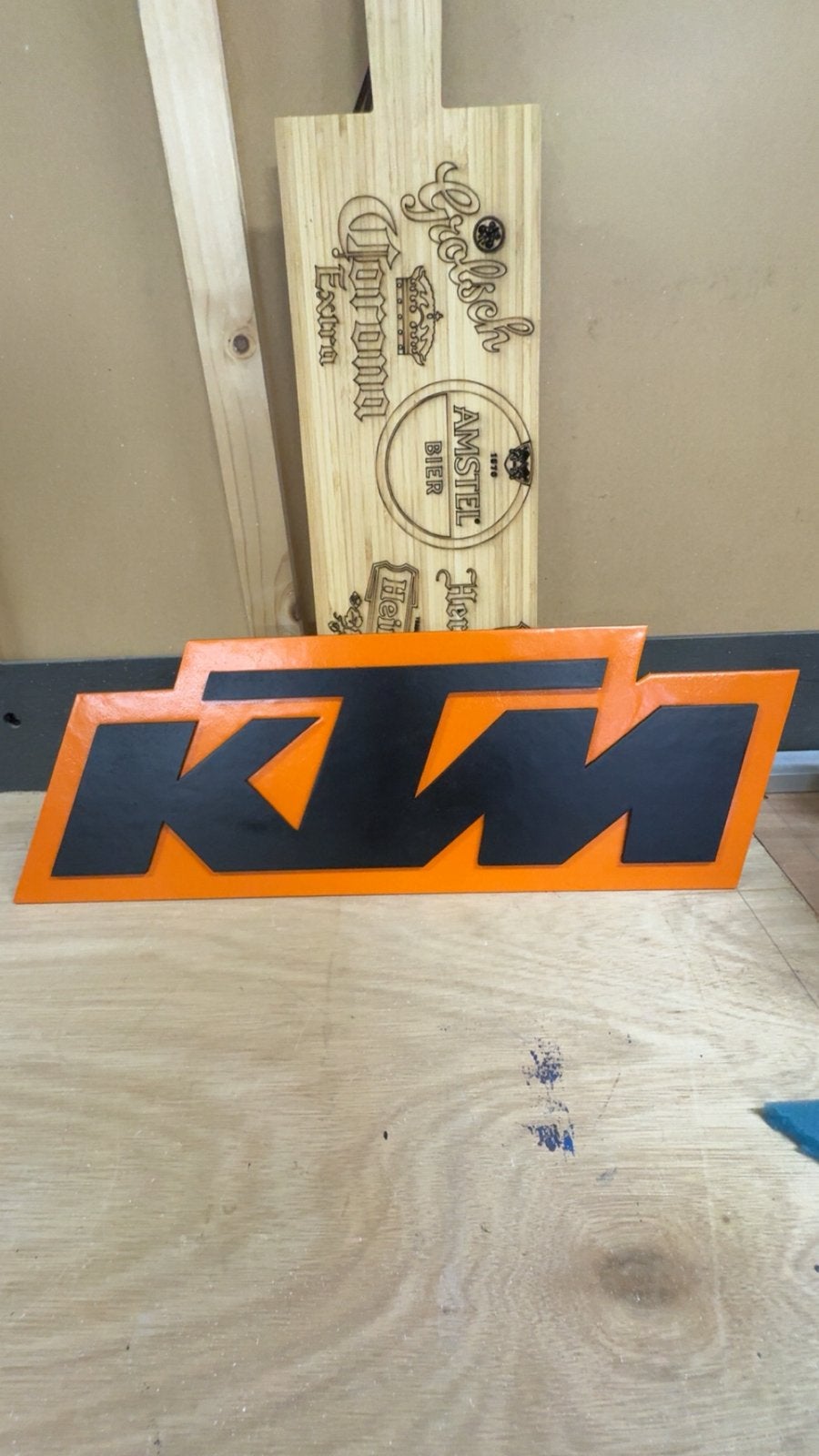 Houten Zelfgemaakte KTM Bord, Verzamelen, Ophalen of Verzenden, Nieuw, Motoren
