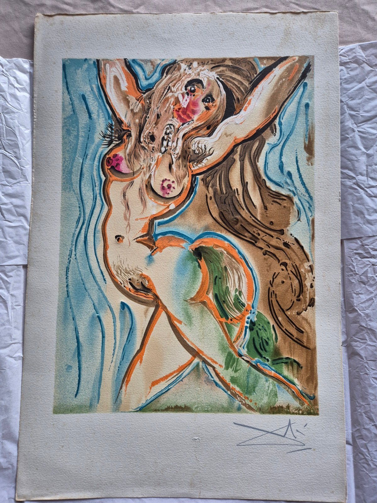 Salvador Dalí (after) - La femme-cheval - kleurenlitho, Gesigneerd in de plaat, Ophalen of Verzenden, Portret en Figuren, Lithografie