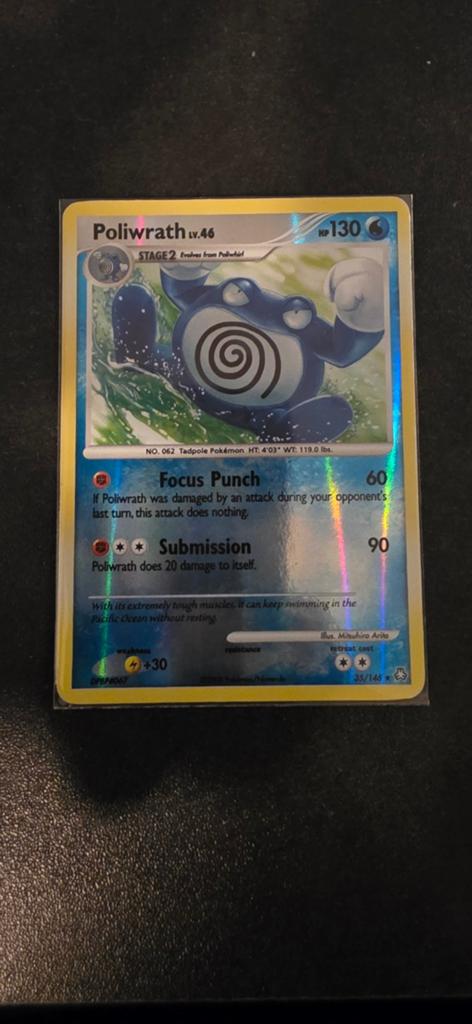 Poliwrath reverse holo Pokémon kaart, Ophalen of Verzenden, Zo goed als nieuw, Losse kaart, Foil