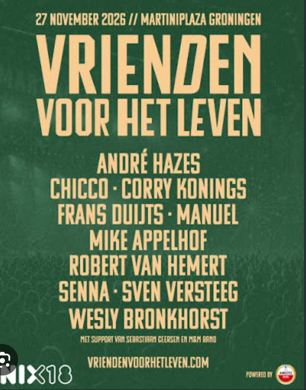 4 tickets voor vrienden voor het leven in martiniplaza, Drie personen of meer, November, Levenslied