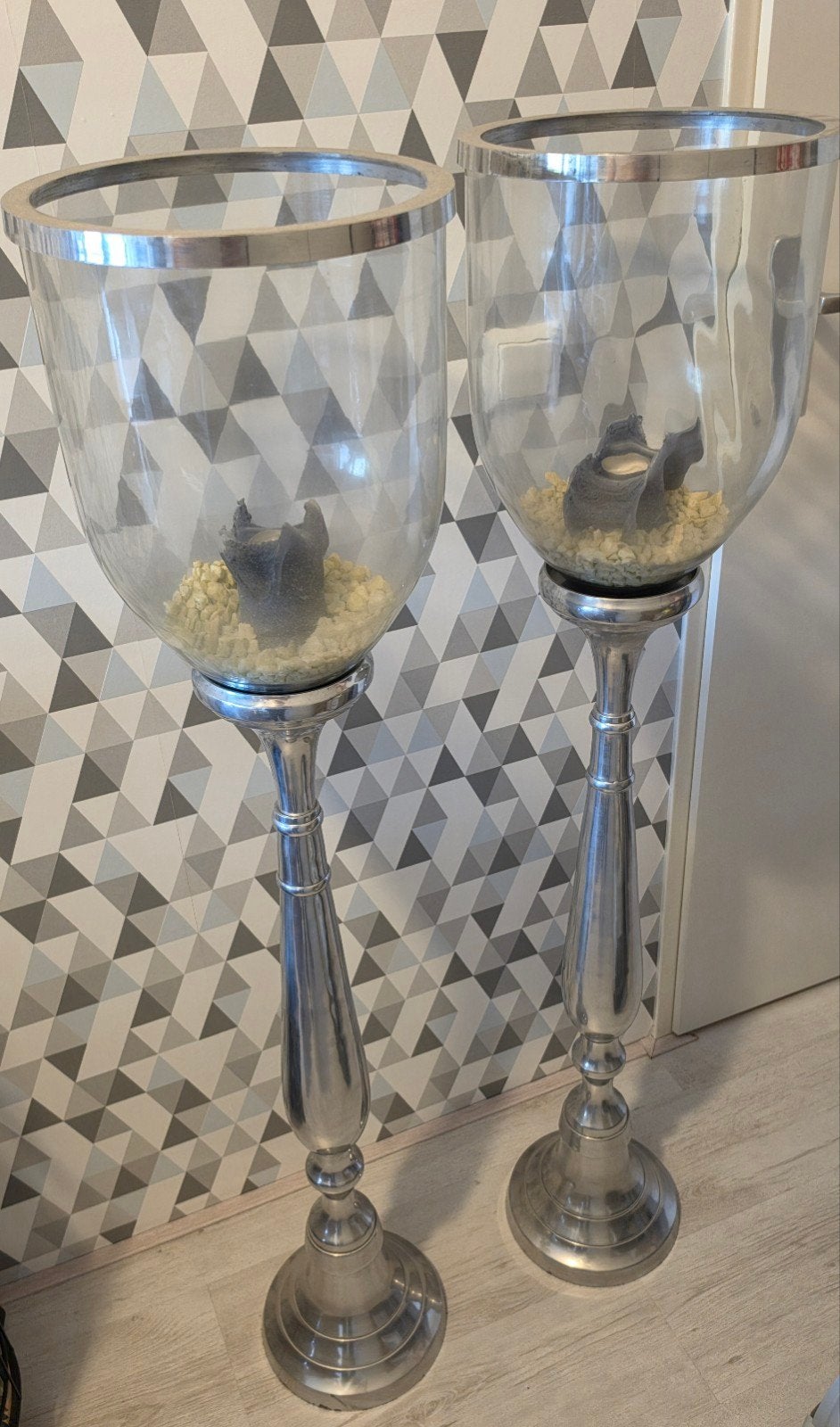 Mooie zilveren kandelaar, Ophalen, Zilver, Glas, Kandelaar