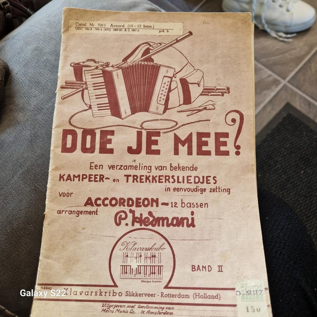 Oude Accordeon Liedjesbundel - Doe Je Mee? Bundel 1, Muziek en Instrumenten, Accordeons, Ophalen of Verzenden