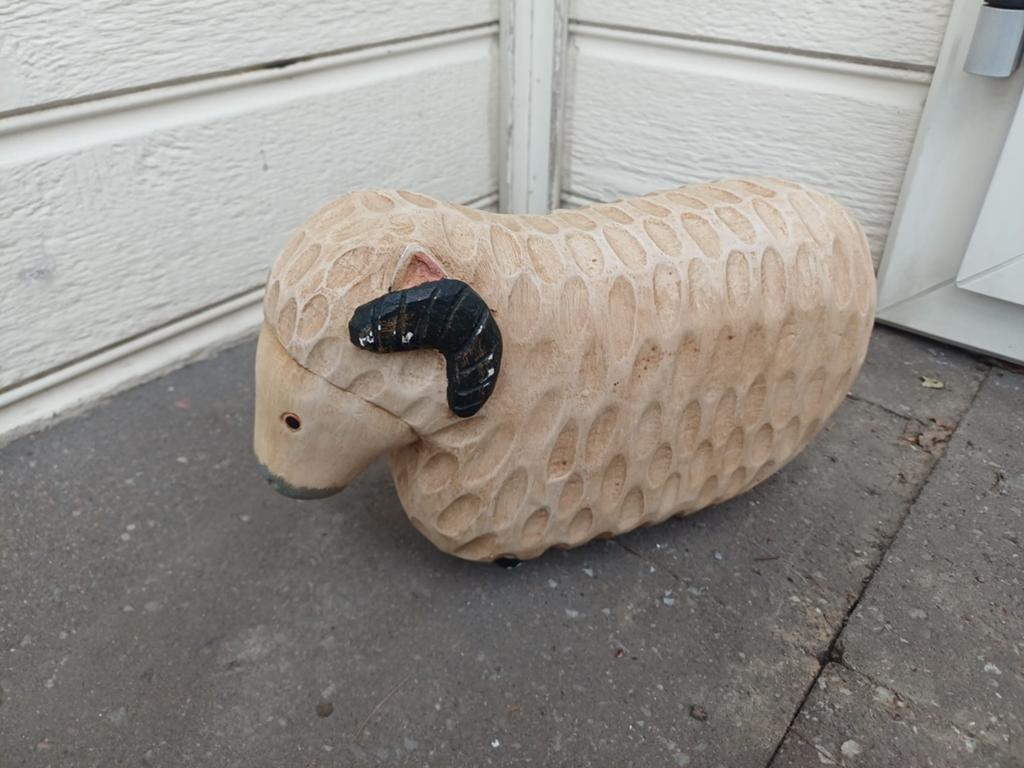 Schaap beeld van hout, Antiek en Kunst, Ophalen, Houtsnijwerk, Minder dan 20 cm, Zoogdier