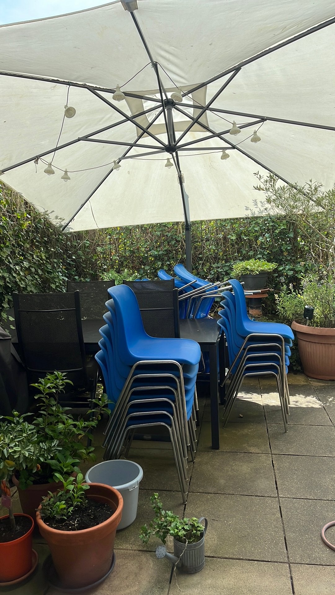 20 Stapelbare gebruikte stoelen binnen/buiten, Ophalen, Kunststof, Gebruikt, Blauw