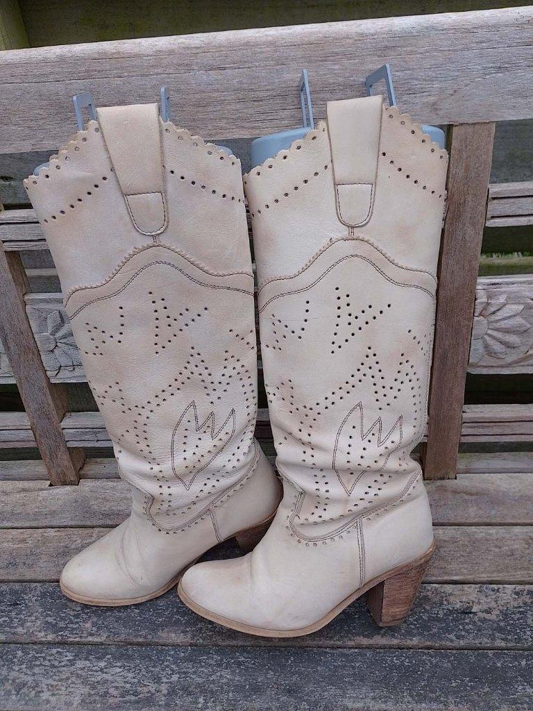 Super hippe leren boho ibiza hippie laarzen maat 38, Hoge laarzen, Beige, Ophalen of Verzenden, Zo goed als nieuw