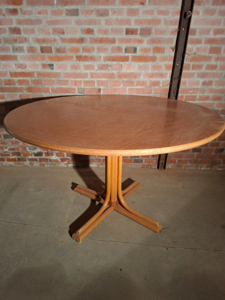 Blank eiken tafel rond heel mooi en massief, Ophalen of Verzenden