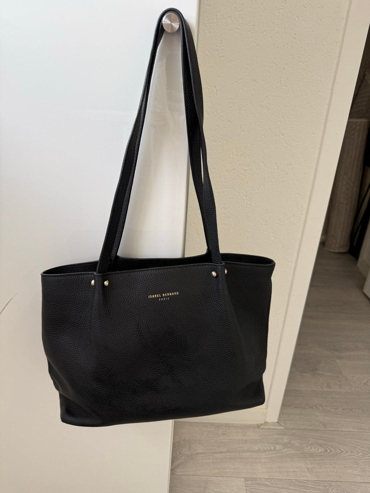Isabel Bernard Shopper Zwart Leer, Ophalen of Verzenden, Zo goed als nieuw, Zwart, Shopper