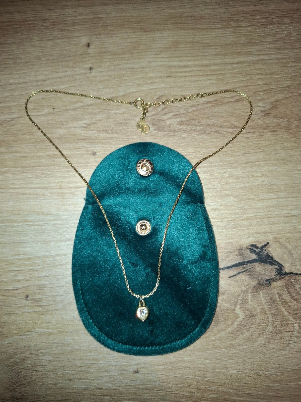 Christian Dior Goldplated Hart Hanger Collier met Zirkonia, Overige materialen, Nieuw, Ophalen of Verzenden, Met kristal