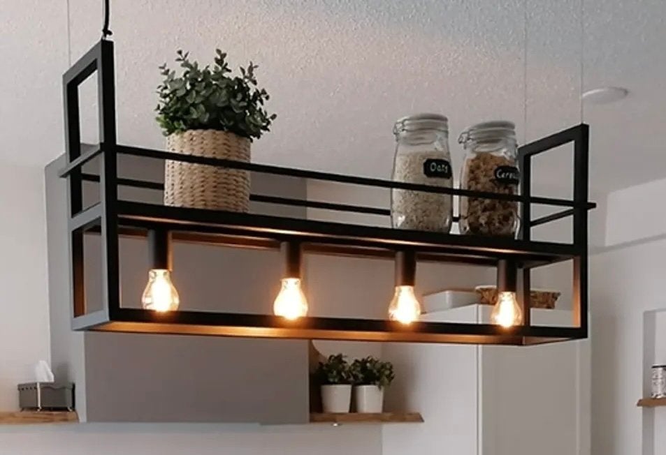 Moderne eettafellamp, incl. 4 XL LED Lampen, bieden v.a €60, Ophalen, Zo goed als nieuw, Metaal, Modern, Industrieel