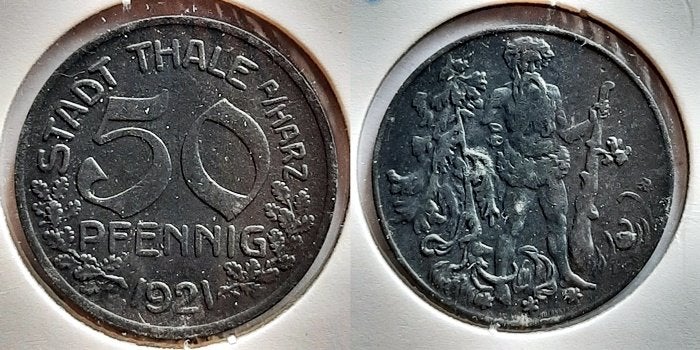 Noodmunt Thale 50 Pfennig 1921, Verzenden, Duitsland