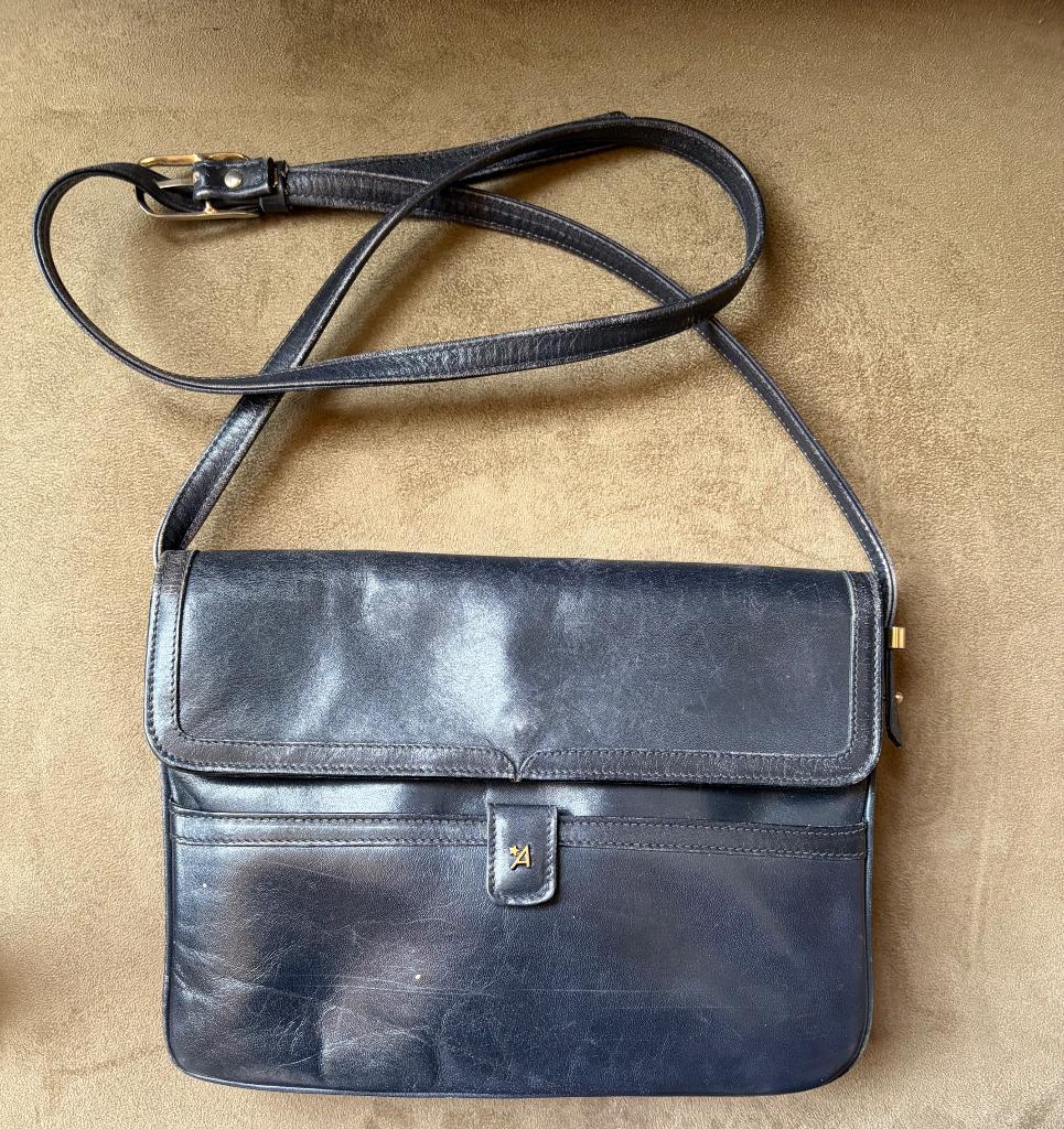 Leren handtas Assima blauw, Ophalen of Verzenden, Gebruikt, Blauw, Handtas