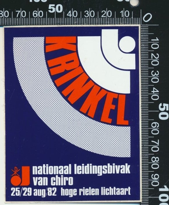 Sticker: Krinkel 1982 - Nationaal Leidingsbivak van Chiro, Verzenden, Zo goed als nieuw, Bedrijf of Vereniging