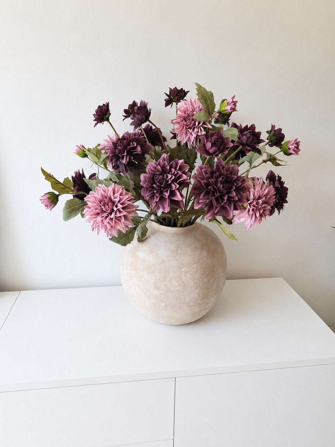 Dahlia zijdebloemen boeket, Ophalen of Verzenden, Nieuw, Paars