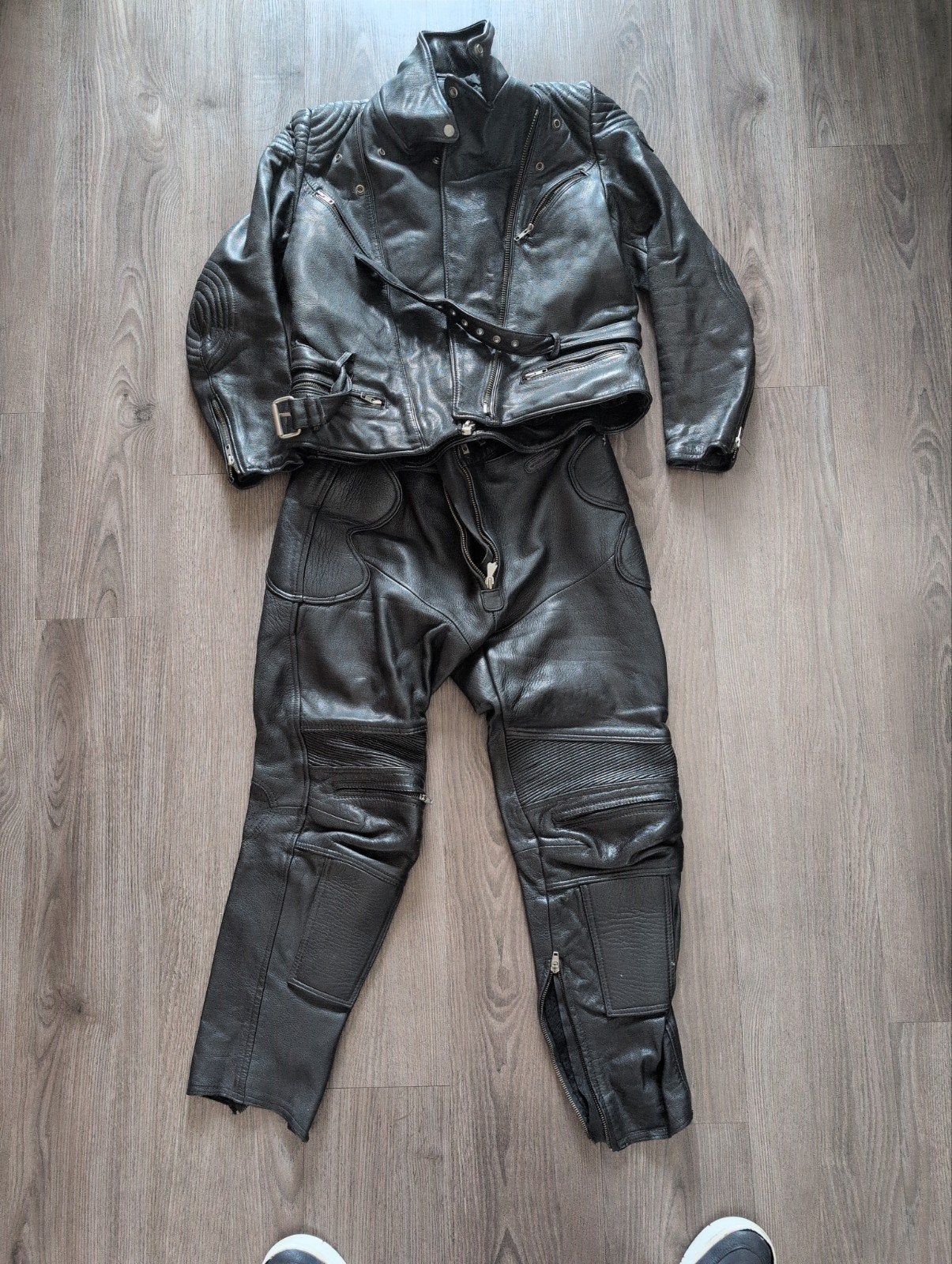 Leren motorpak (jas en broek) - Maat 44/42, Ophalen of Verzenden, Tweedehands, Heren, Combipak