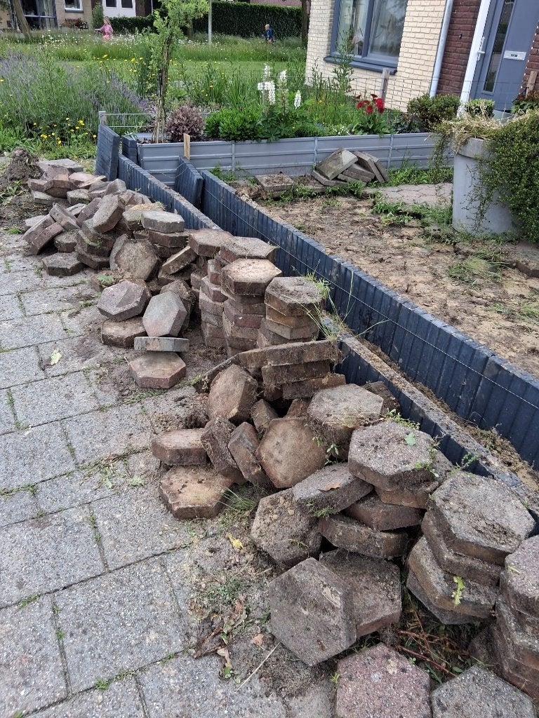 6 kante stenen ca 20 m2, Tuin en Terras, Overige Tuin en Terras, Ophalen, Gebruikt