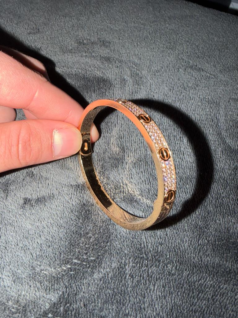 Cartier Love Armband Diamanten Roségoud Maat 19, Ophalen of Verzenden, Zo goed als nieuw, Roze, Met edelsteen