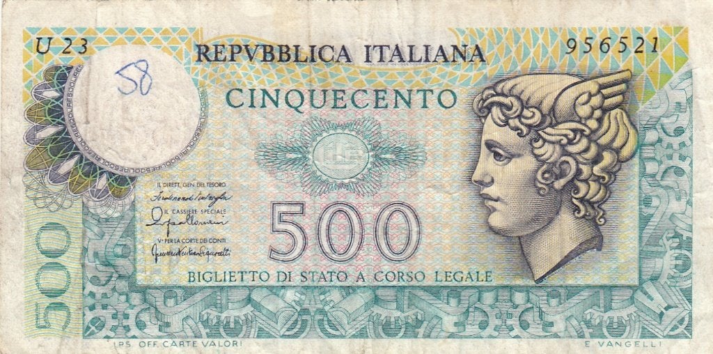 Italië Mercurius - 500 Lire 20.12.76 -P#95, Verzenden, Italië