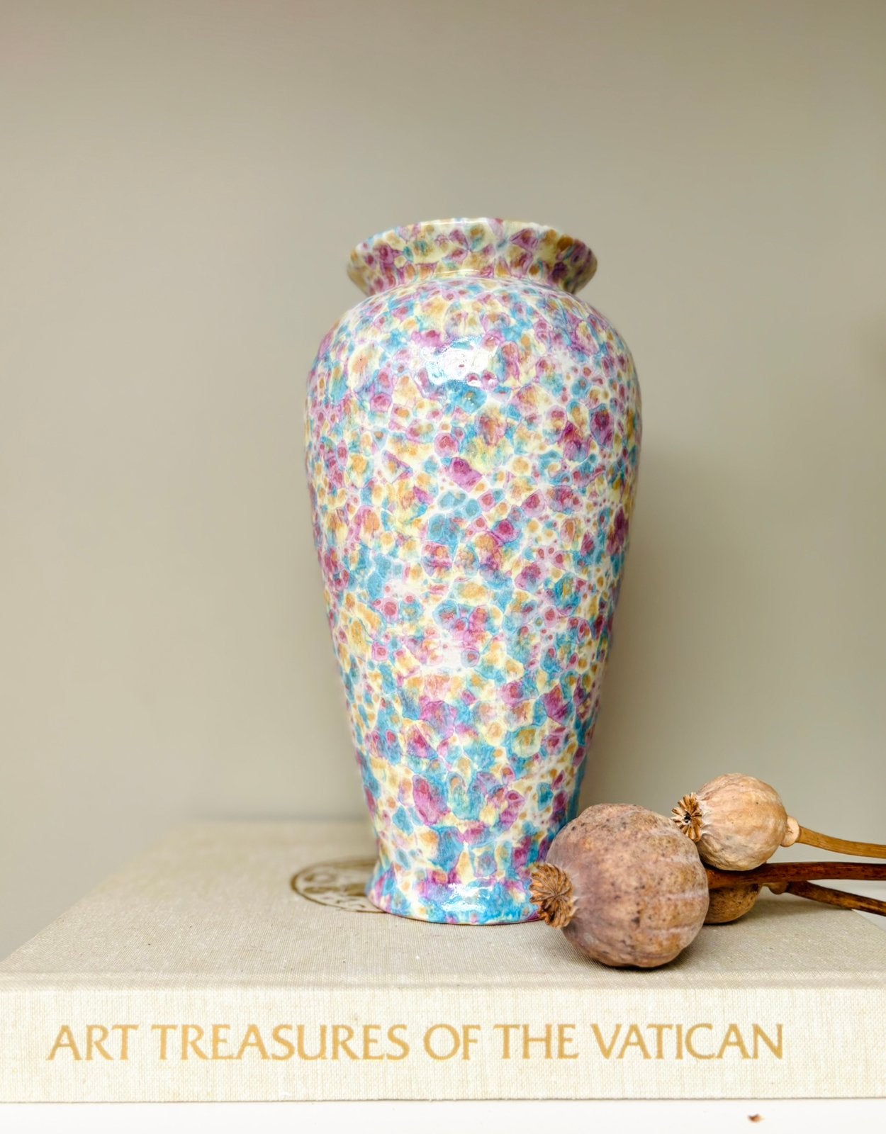 Vrolijke Scheurich vaas pastel vintage West Germany, Ophalen of Verzenden