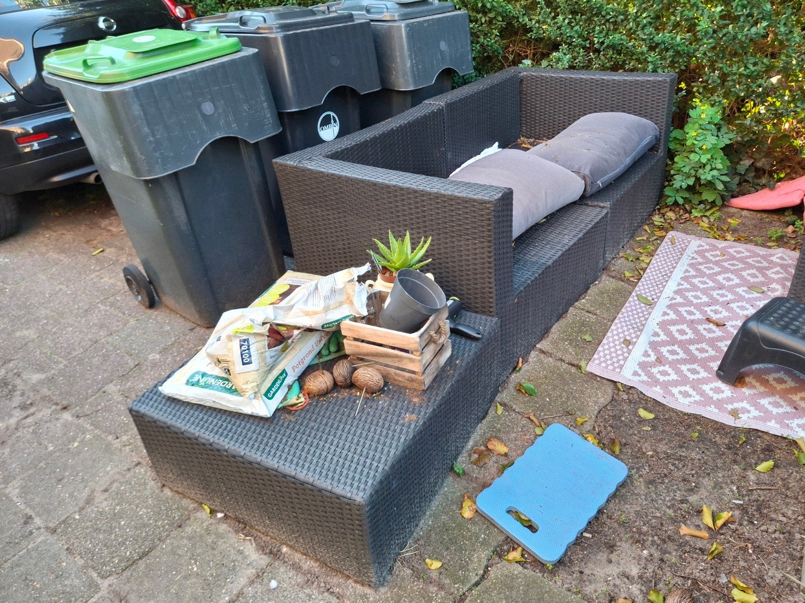 Wicker loungeset met kussens