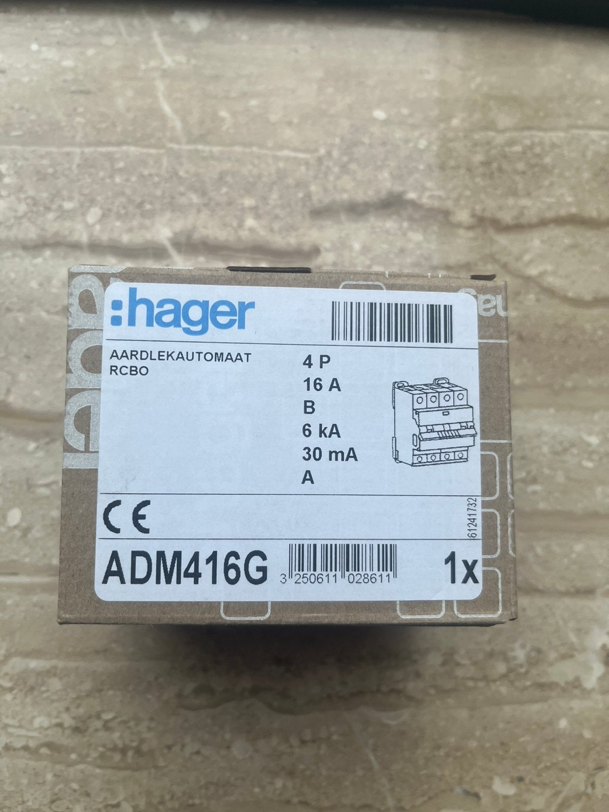 Hager ADM416G aardlekautomaat, Ophalen of Verzenden, Nieuw, Hager, Aardlekautomaat