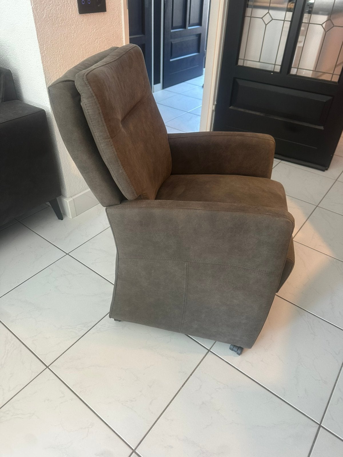 Eetkamer stoelen 4x stof/leer., Ophalen, Minder dan 75 cm, Leer, Zo goed als nieuw