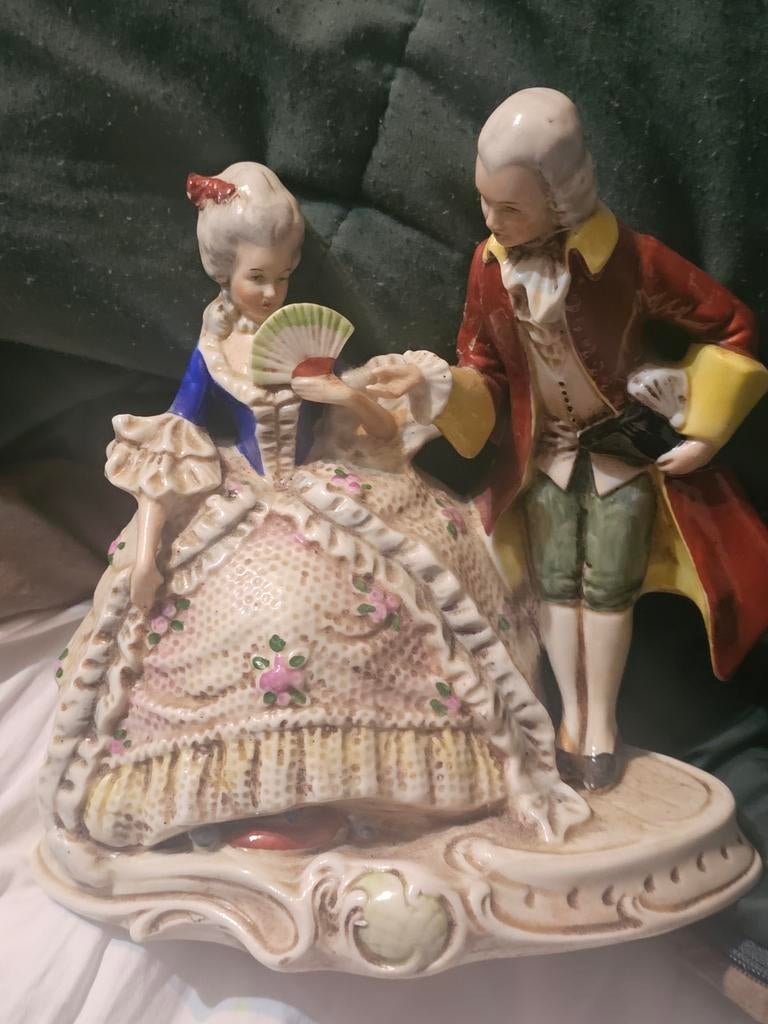 Antieke handbeschilderde Meissen koppel Danspaar, Antiek en Kunst, Ophalen of Verzenden