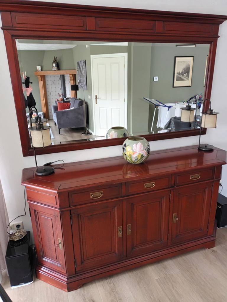 Mooi dressoir met spiegel., Ophalen of Verzenden, Gebruikt, 25 tot 50 cm