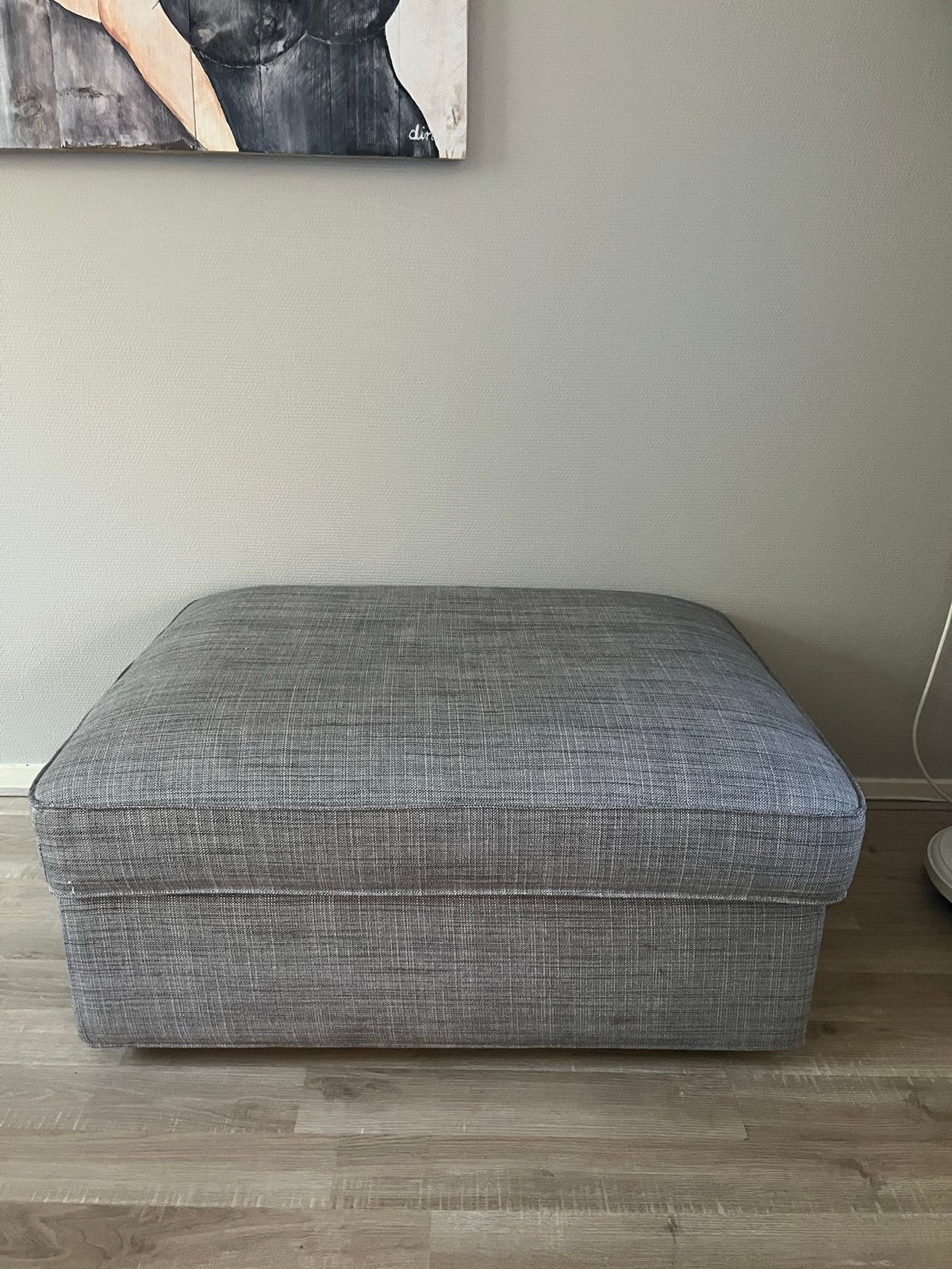 IKEA hocker / poef met opbergruimte - Grijs, Huis en Inrichting, Ophalen, Vierkant, Zo goed als nieuw, Stof