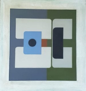 Karel Hendrik Wiggers (1916)Olie boord "Abstracte Comp " Ges, Abstract, Gesigneerd, Hout, Ophalen of Verzenden