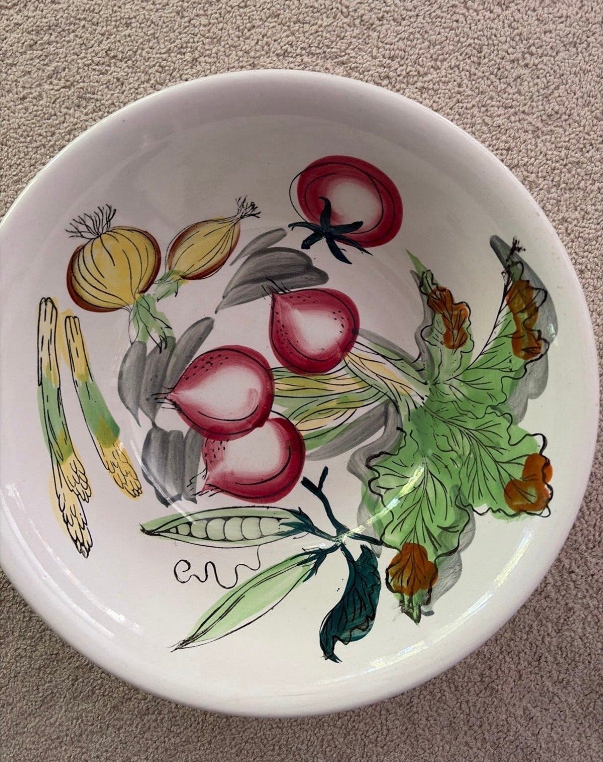 Vintage Italiaanse Keramische Fruitschaal/Saladeschaal, Antiek en Kunst, Verzenden