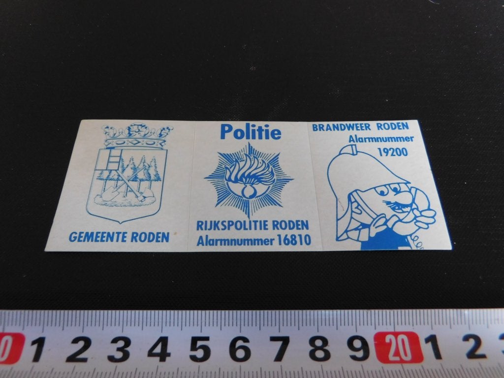 sticker Politie Brandweer Roden Rijkspolitie Roden RP, Ophalen, Zo goed als nieuw