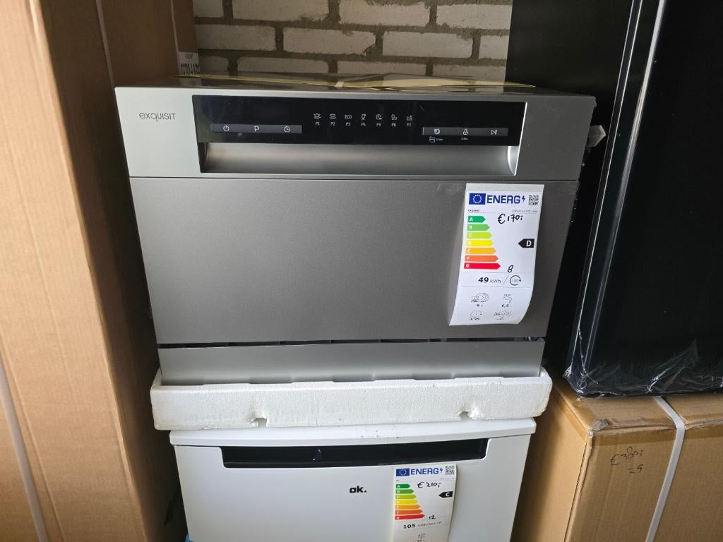 Nieuwe grijze compacte vrijstaande mini opzet vaatwasser, Ophalen, Minder dan 85 cm, Minder dan 10 liter, Nieuw