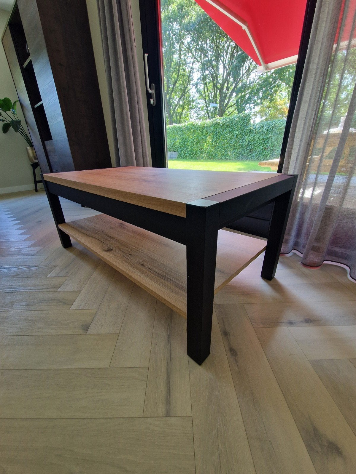 Meubella Salontafel Acapulco - Eiken - Zwart - 120 cm, Ophalen, Gebruikt, 100 tot 150 cm, Modern, Industrieel