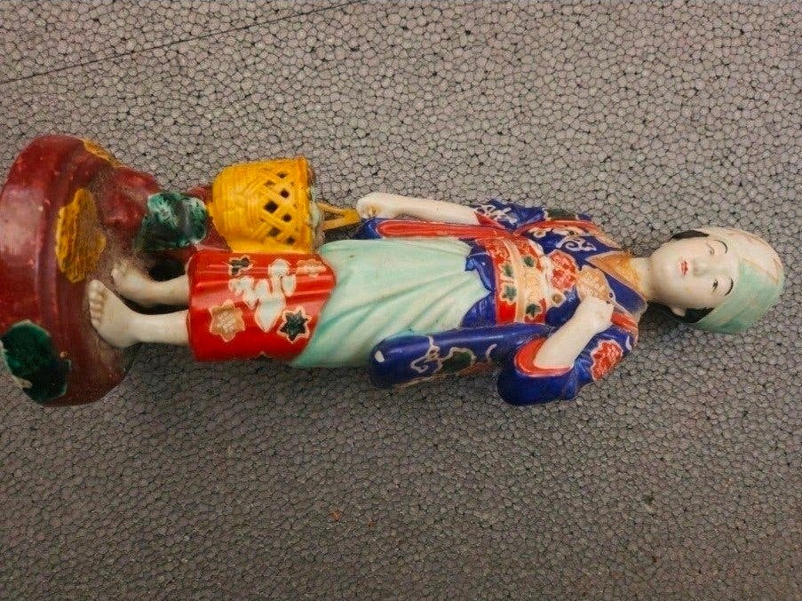 Vintage Japanse Geisha beeldje, handgeschilderd, Ophalen of Verzenden, Gebruikt, Mens