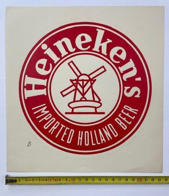 Heineken's reclame van papier jaren 1950, Ophalen of Verzenden, Gebruikt, Reclamebord, Plaat of Schild, Heineken