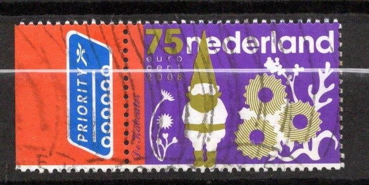 gestempelde zegel. jaar 2008: kabouter met tab, Ophalen of Verzenden, Na 1940, Gestempeld