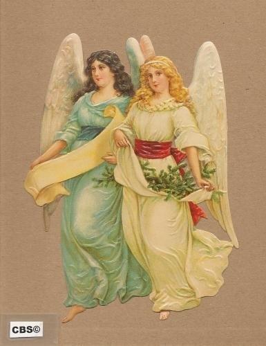 Engelen met kerst takken poezieplaatjes 5063, Verzamelen, Poesieplaatjes, Ophalen of Verzenden