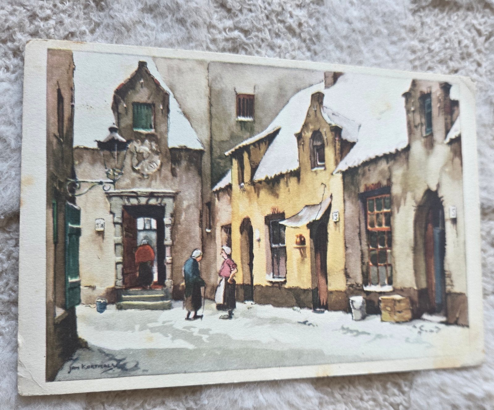 Jan Korthals - Wintergezicht stad, Verzenden, 1920 tot 1940, Gelopen, Overige thema's