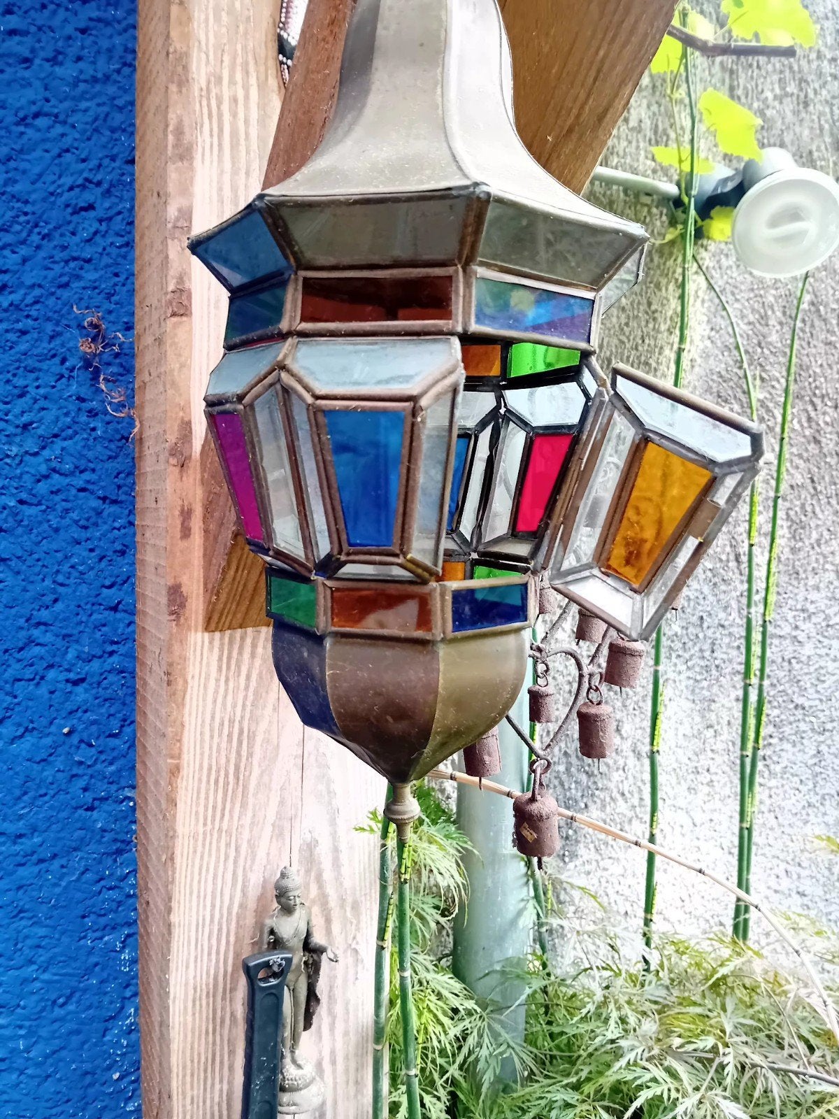 Oosterse lantaarn met gekleurd glas, Ophalen of Verzenden