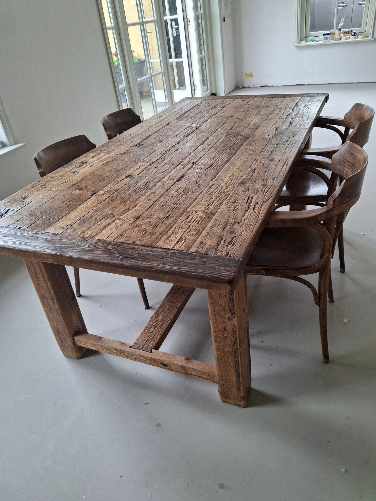 Tafel met 4 stoelen, Huis en Inrichting, Tafels | Eettafels, Ophalen, Gebruikt, 200 cm of meer, 50 tot 100 cm