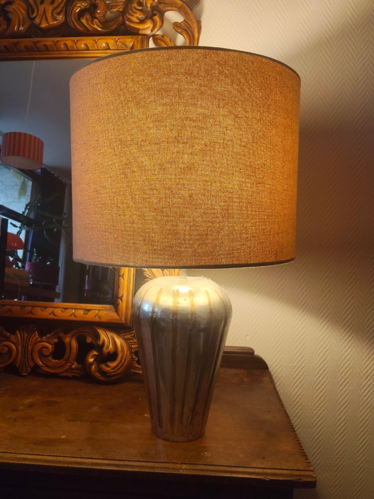 Stijlvolle lampenvoet, zilverkleurig, zonder kap, Huis en Inrichting, Lampen | Tafellampen, Ophalen, Gebruikt, Zilver, Metaal