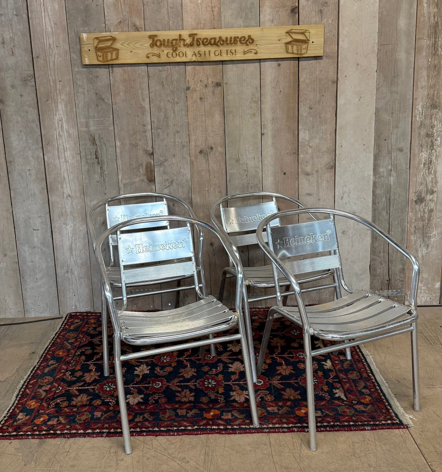 Aluminium Heineken terrasstoelen, Ophalen, Gebruikt, Aluminium, X