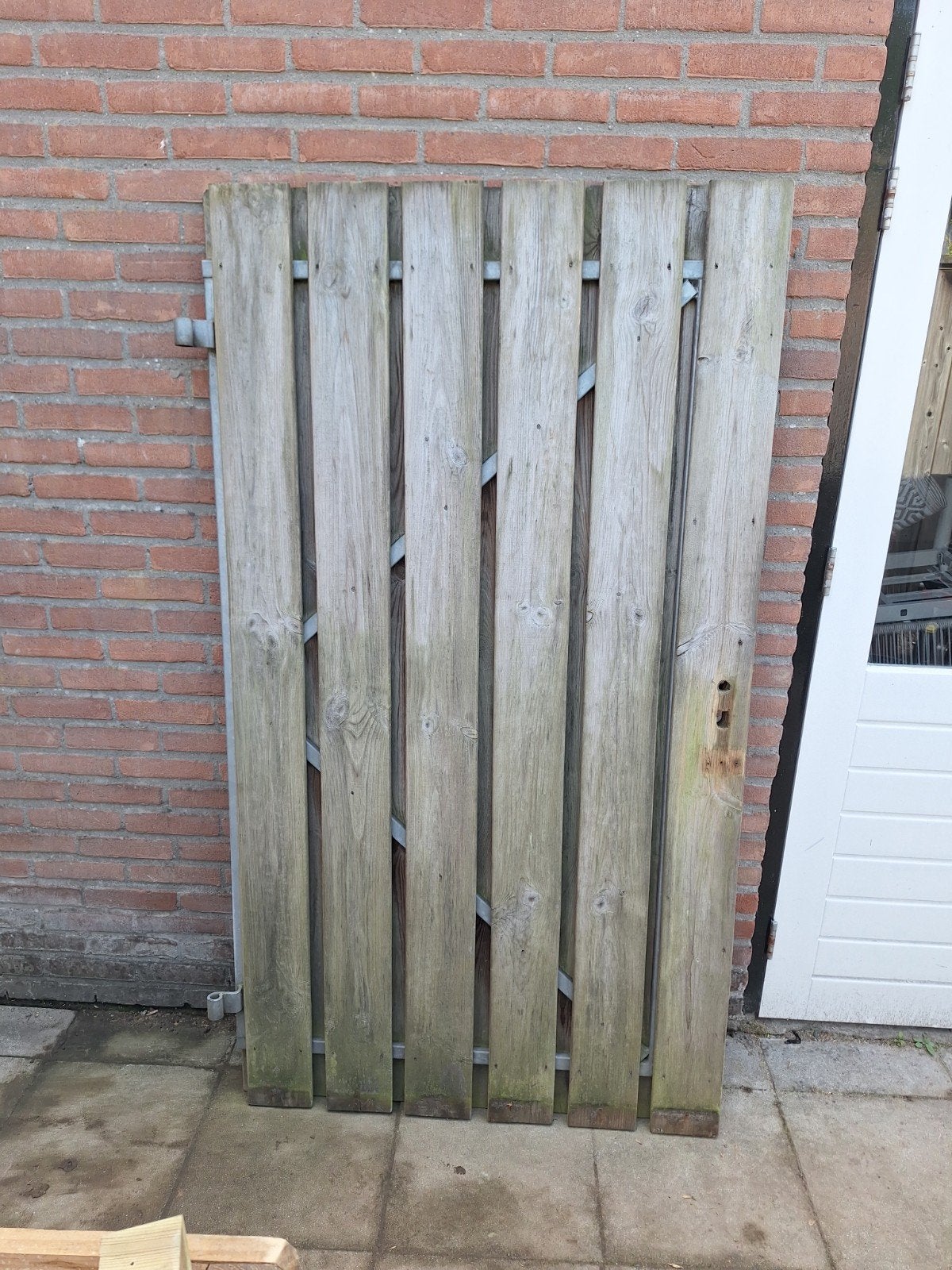 Poort met metalen frame - 100x180 cm, Tuin en Terras, Tuinhekken en Hekwerk, Ophalen, Met poort, Gebruikt, Tuinhek