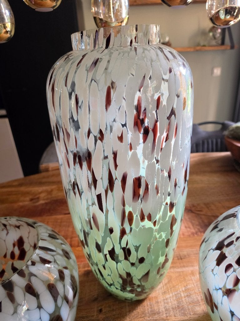 Gekleurde set vazen, Huis en Inrichting, Overige kleuren, Ophalen of Verzenden, Geschikt voor droogbloemen, Glas