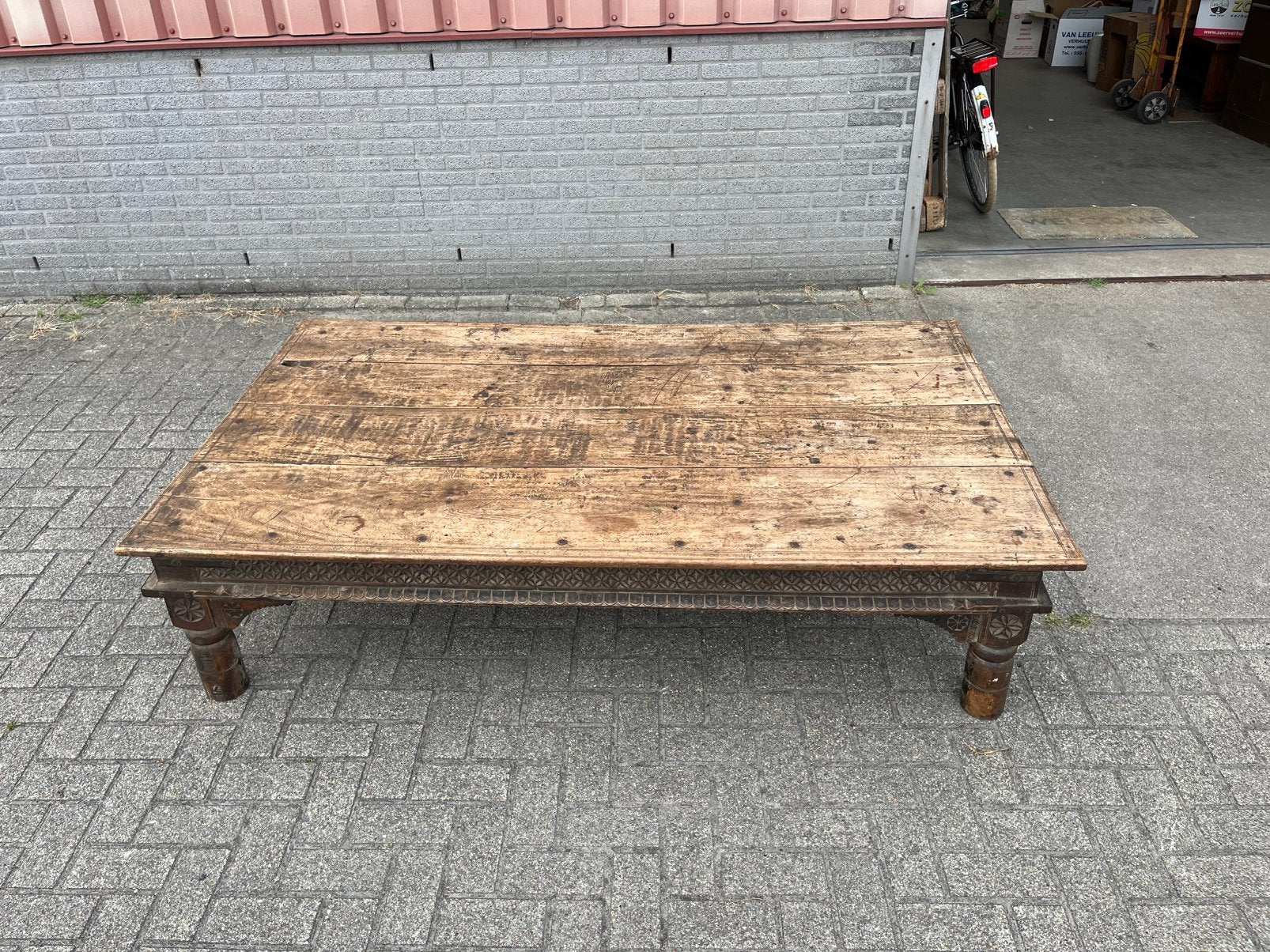 Antique Indian salontafel, Ophalen, 100 tot 150 cm, 50 tot 100 cm, Zo goed als nieuw
