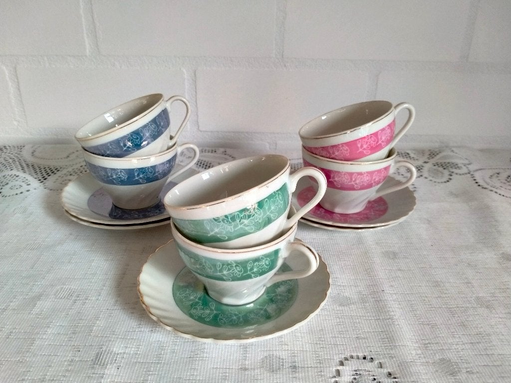 Leuke vintage set kop en schotels jaren 60, Antiek en Kunst, Ophalen of Verzenden