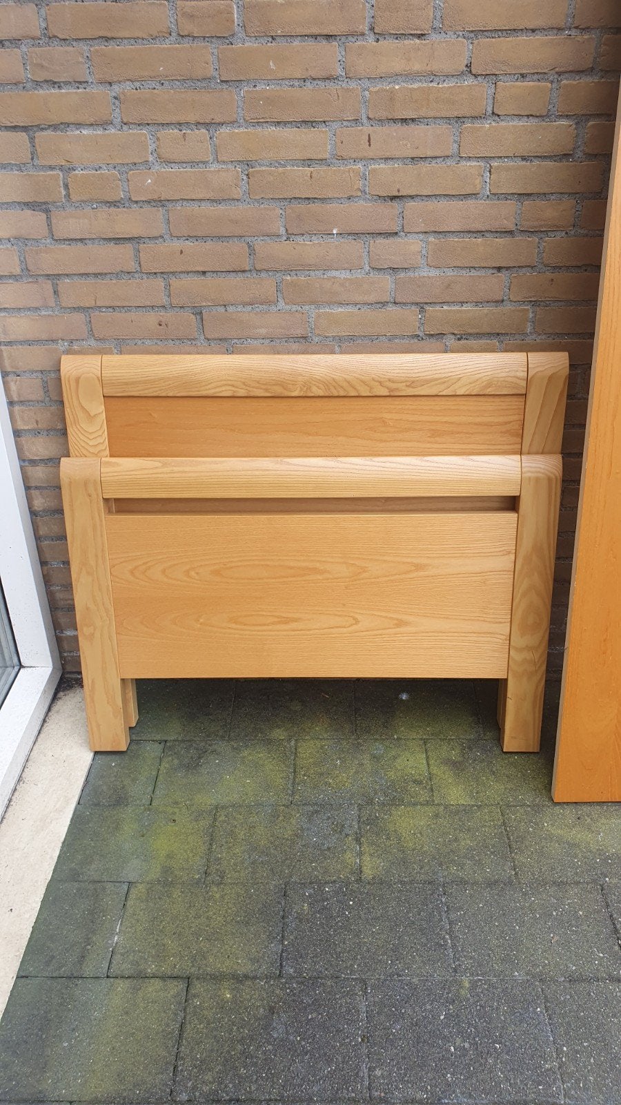 Massief eiken "seniorenbed" 90/200 incl elek.lattenbodem, Ophalen, Gebruikt, 90 cm, Eenpersoons