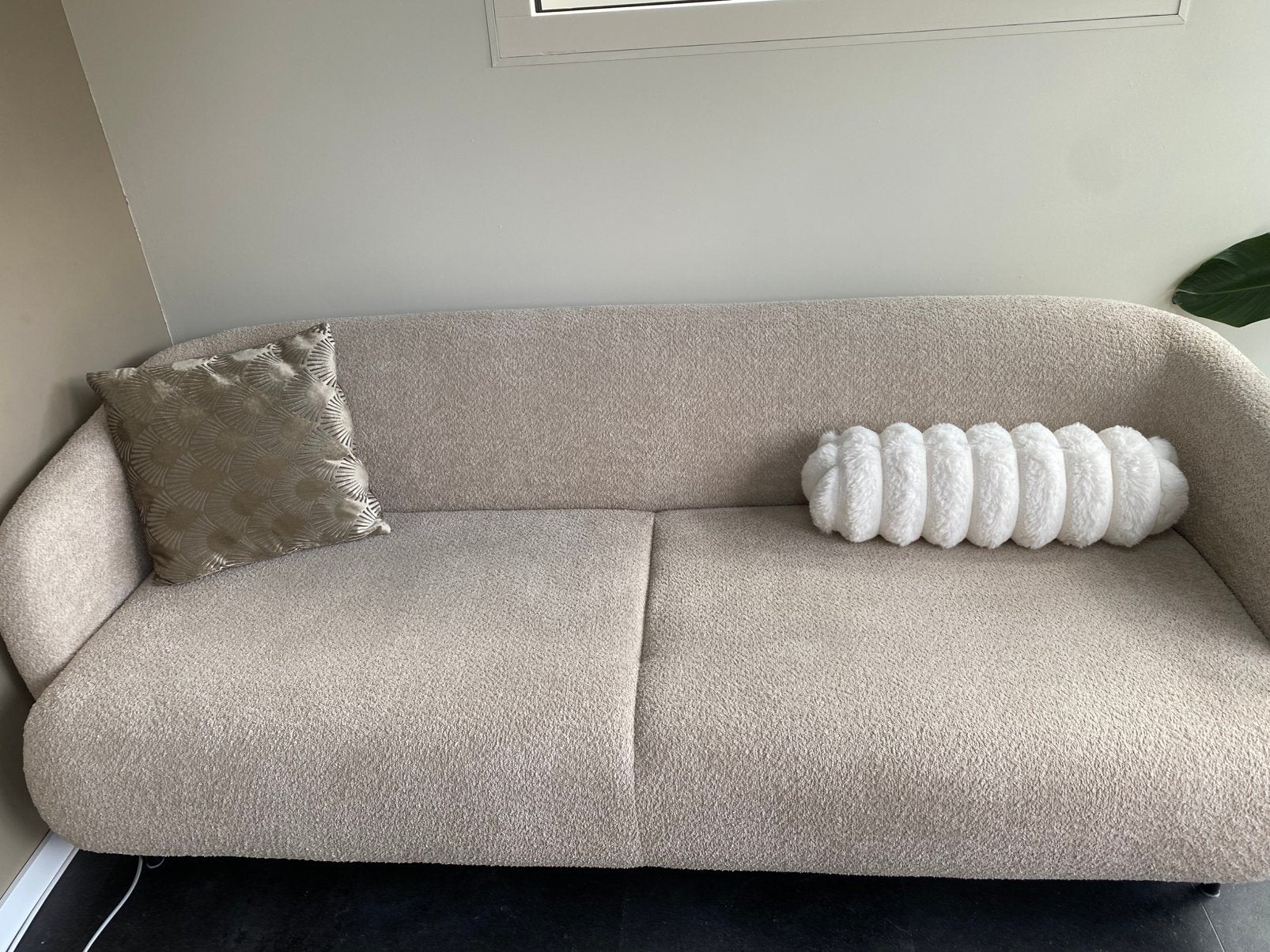Zgan bank teddy stof beige, Huis en Inrichting, Ophalen, Zo goed als nieuw, Driepersoons, Stof