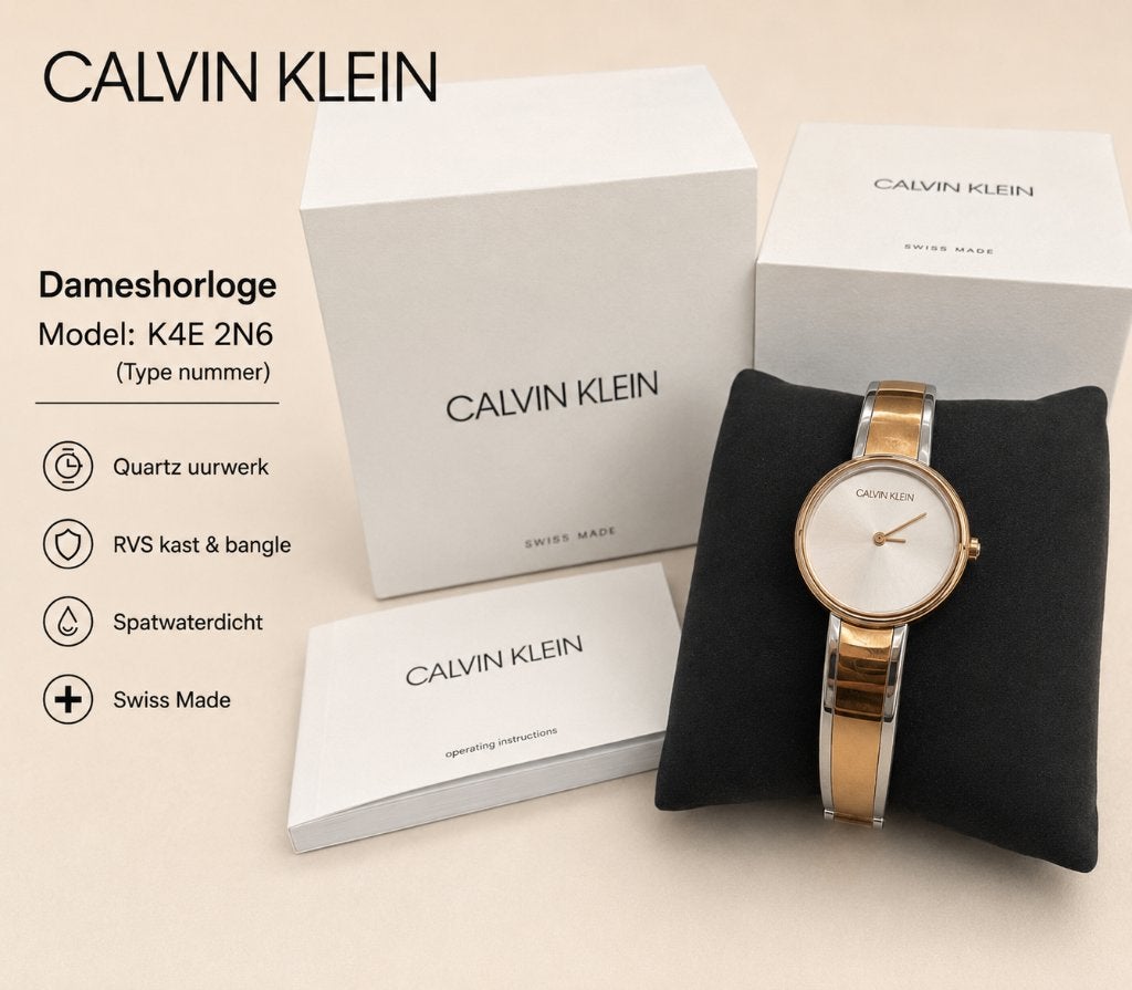 Nieuw Calvin Klein dameshorloge incl. doos en boekje, Staal, Polshorloge, Nieuw, Ophalen