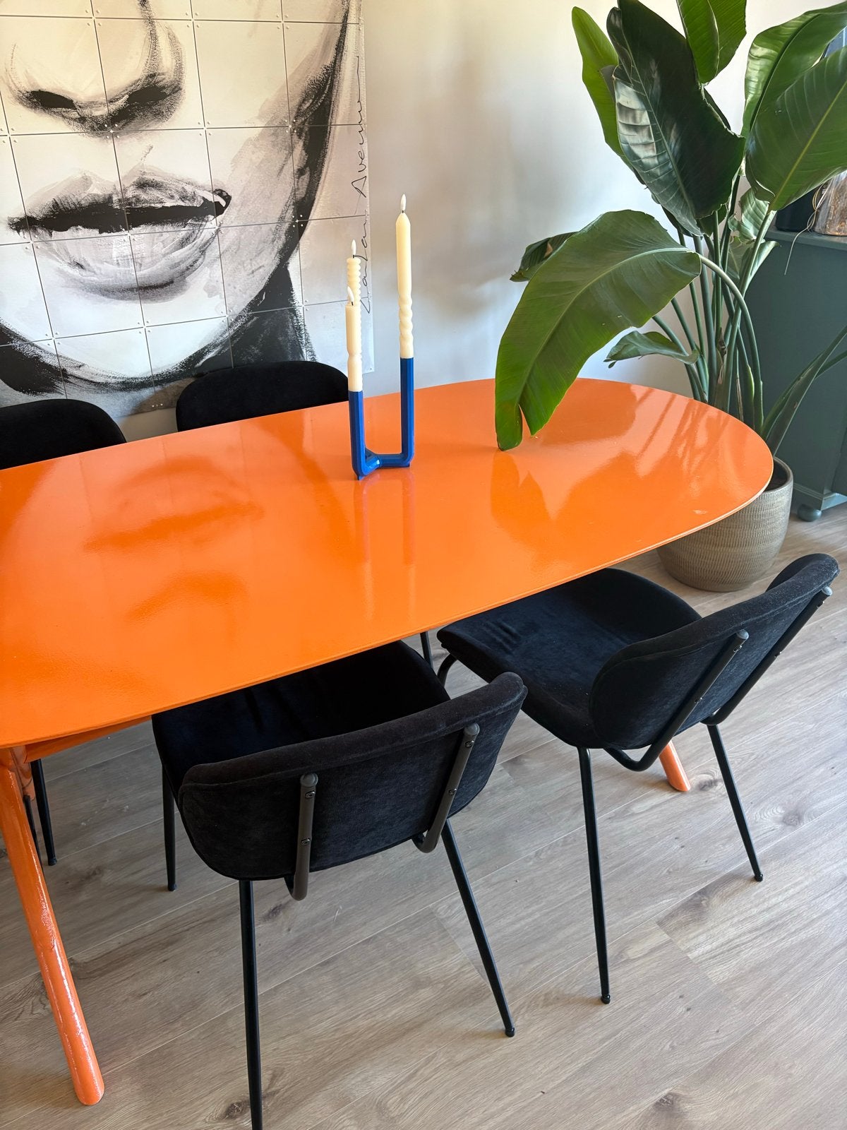 4 HK LIVING eetkamerstoelen zwart velvet, Huis en Inrichting, Stoelen, Ophalen, Zwart, Zo goed als nieuw, Vier
